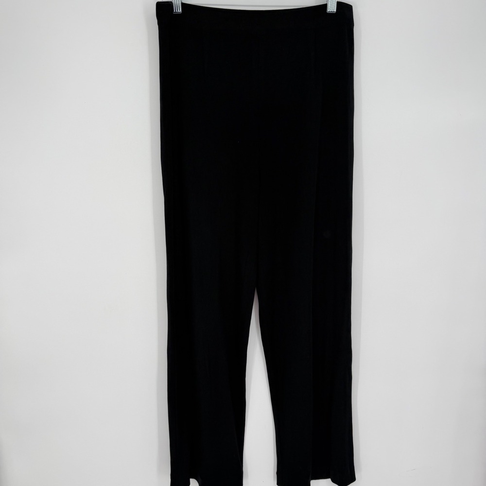 Misook Pants Black Knit Straight Leg Pull On Size M Professional